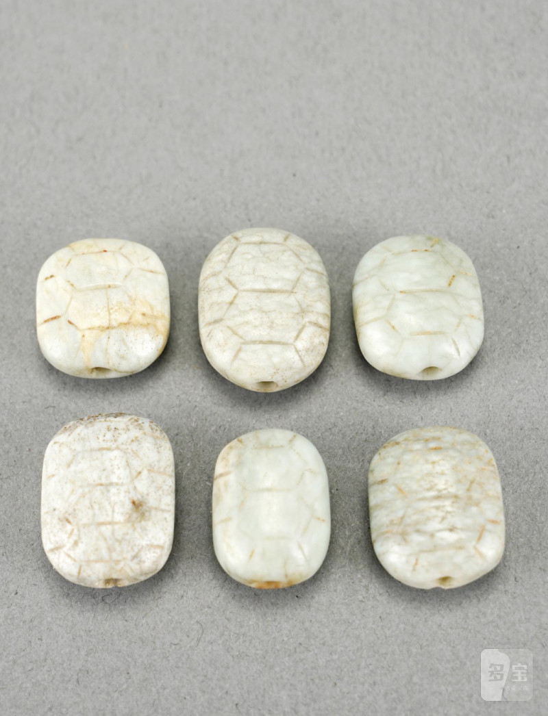    龜背紋玉珠一組六粒
